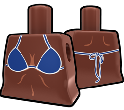 Brown Torso with Blue String Bikini