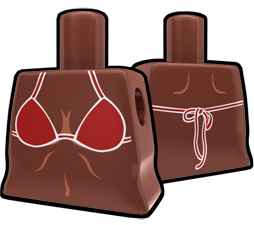 Brown Torso with Red String Bikini