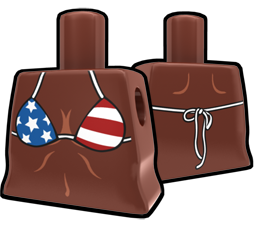 Brown Torso with Stars and Stripes Bikini