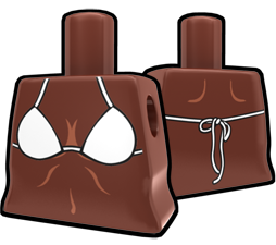 Brown Torso with White String Bikini