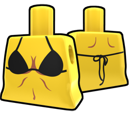 Yellow Torso with Black String Bikini