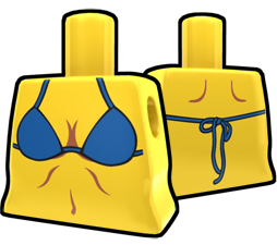 Yellow Torso with Blue String Bikini
