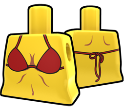 Yellow Torso with Red String Bikini