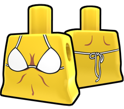 Yellow Torso with White String Bikini